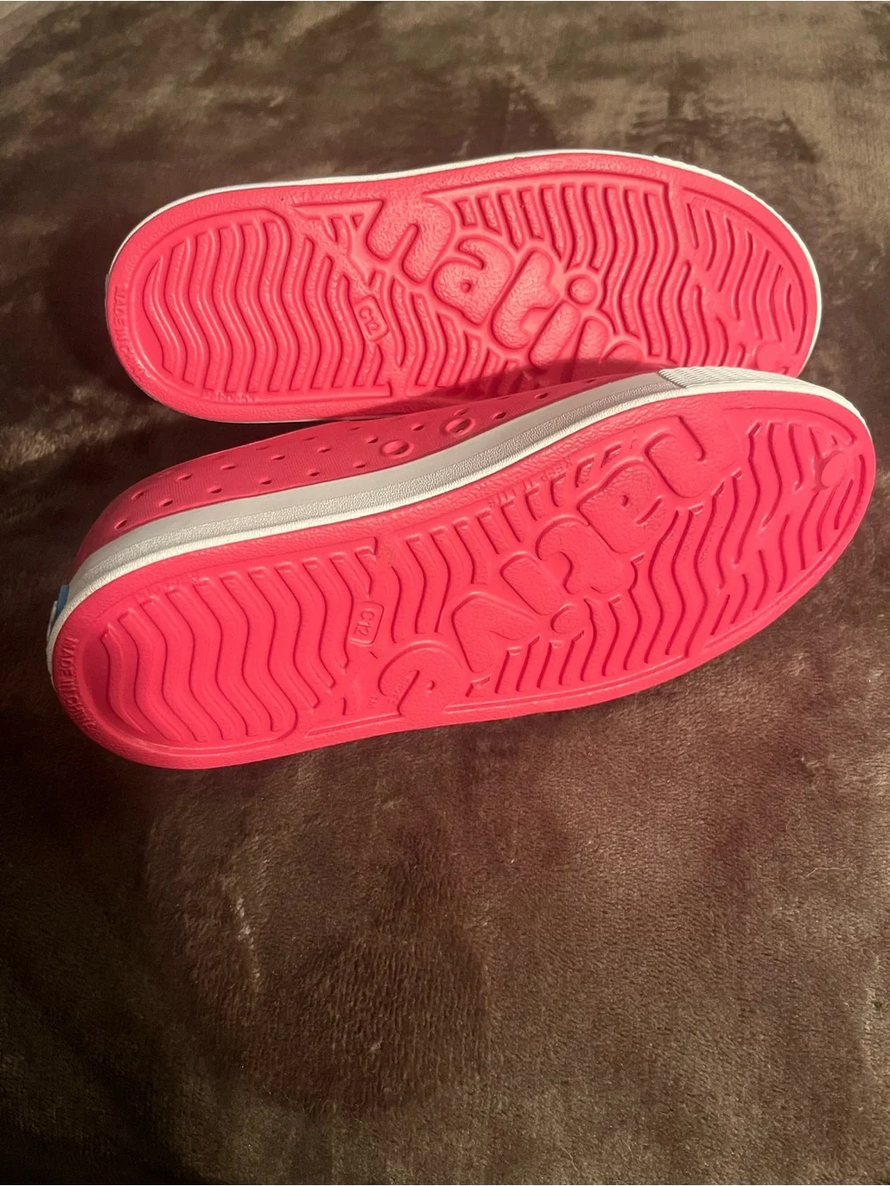 Native Shoes Kids Slip-On Water Shoes in Deep Pink and White